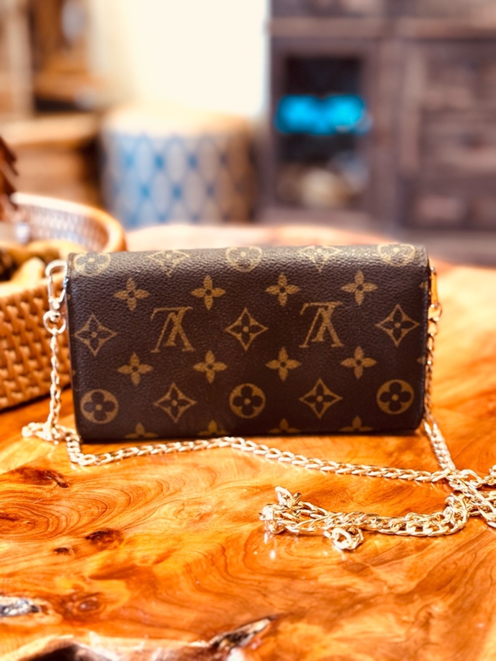 Louis Vuitton monogram long Sarah wallet brown/gold converted Crossbody 2009 - Picture 4 of 17